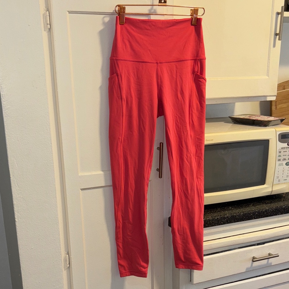 Lululemon Women's Pink High-Waisted 7/8 leggings 6